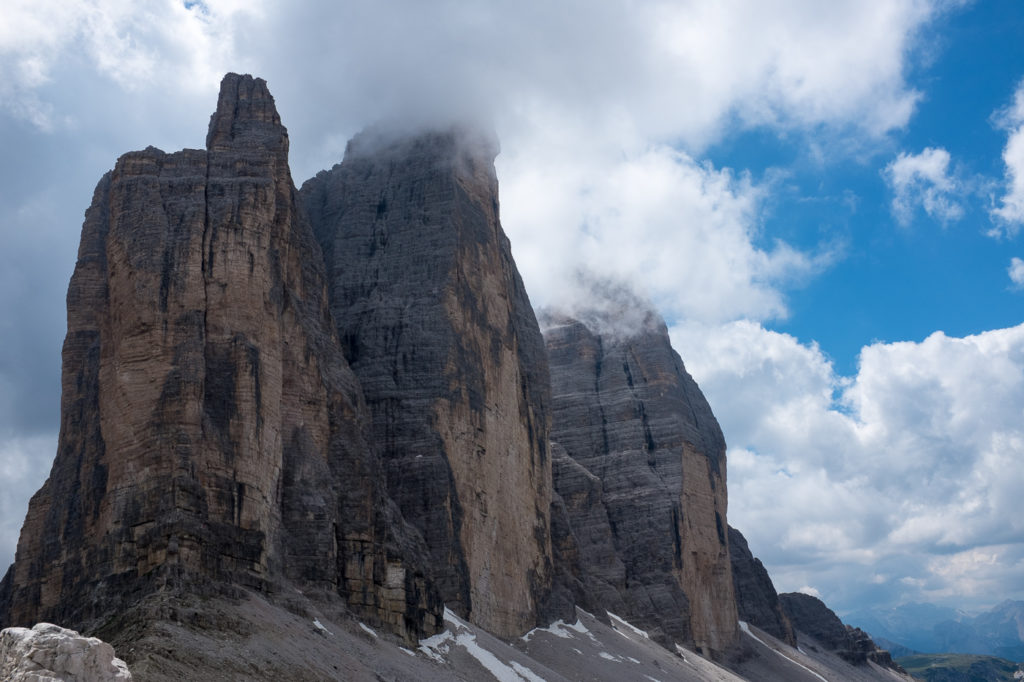The Tre Cimes are a striking triple peaks in the Dolomites. Photo by D. Apai